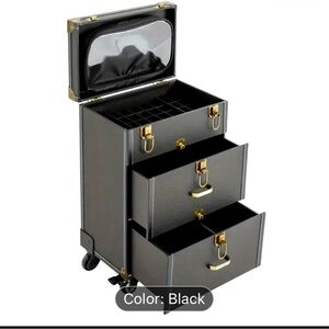 Rolling makeup cart.
